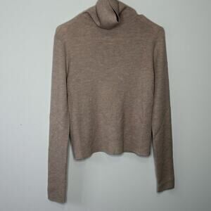Thakoon Open Back Turtleneck Oatmeal Wool Sweater Womens Size Small